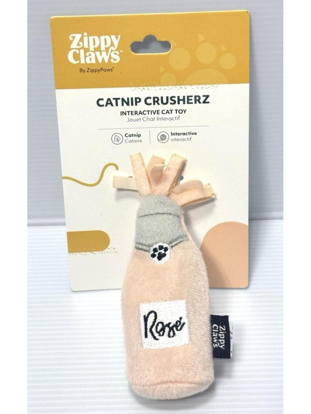 ZippyPaws Zippy Claws Catnip Crusherz Rose Wine Bottle Interactive Plush Cat Toy